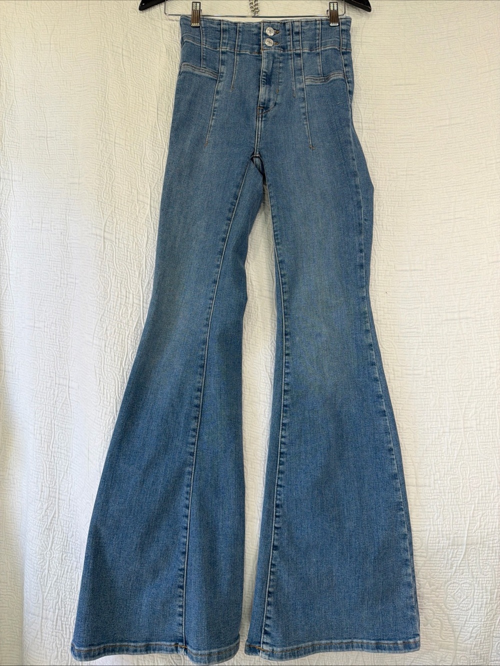 Free People We the Free Jayde Jeans Womens 25 Blue Flare Denim High Rise Retro